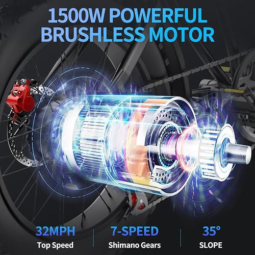 1000/2000W 20" Fat Tire 7-Speed Electric Bike J31633