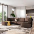 120"W Brown Linen Fabric Sectional Sofa B195951