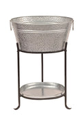 Galvanized Steel Beverage Tub with Tray and Stand H724