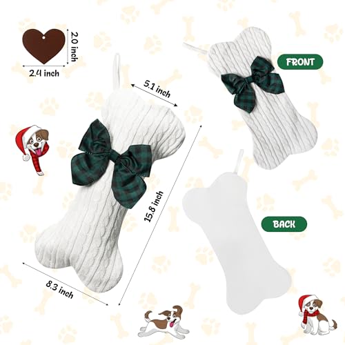 3 Pack Large Bone Shape Pet Christmas Stockings with Wooden Name Tag W267397