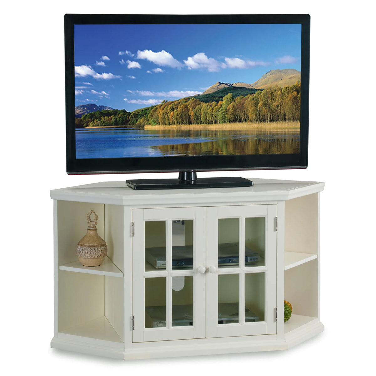 White 46-Inch Corner TV Stand K558957