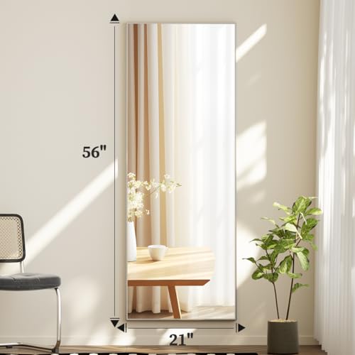 56"x21" Black Full Length Mirror with Stand J763706