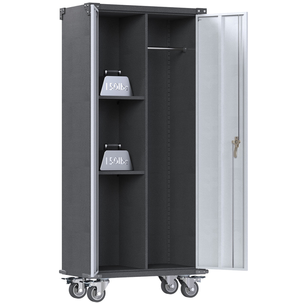 Metal Rolling Storage Cabinet with Hanging Rod H677266