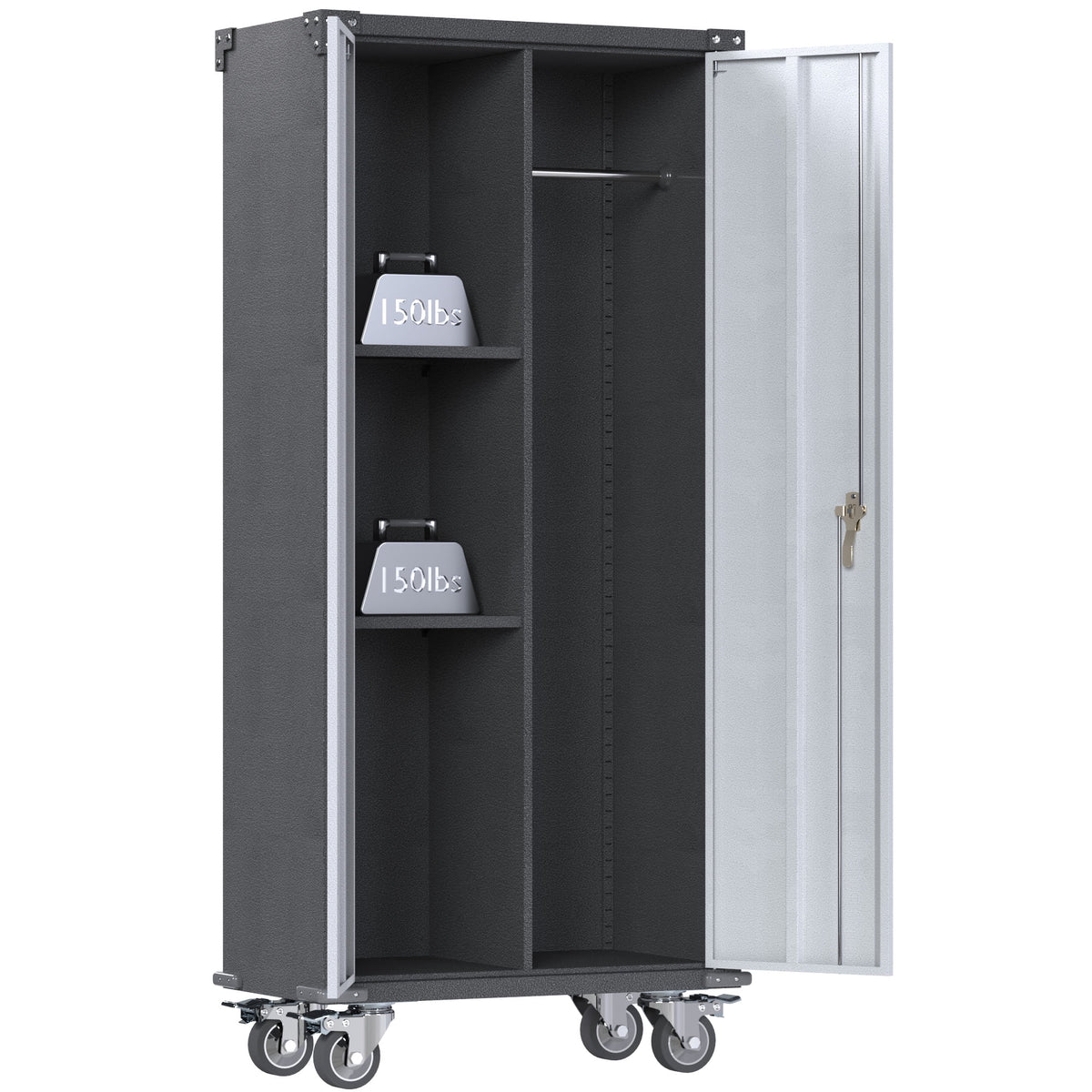 Metal Rolling Storage Cabinet with Hanging Rod H677266