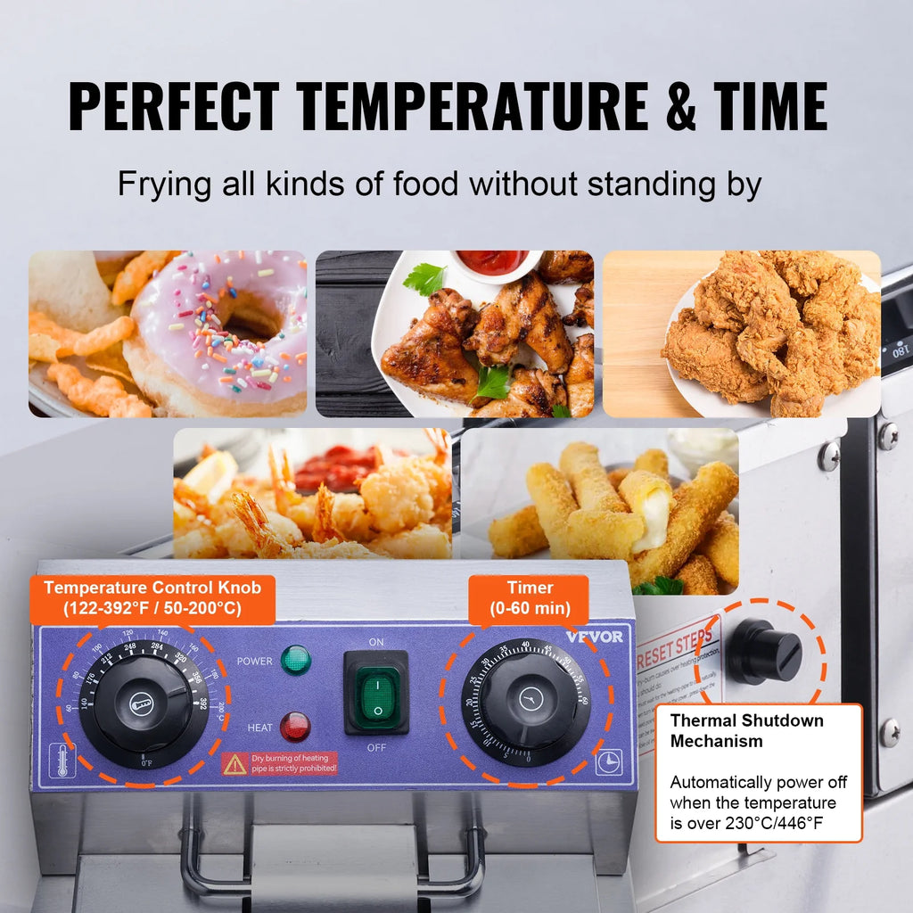 Commercial Electric Deep Fryer with Dual Tanks 3000W F237496