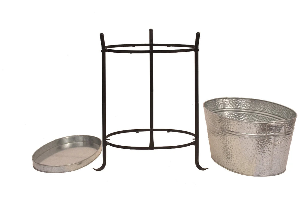 Galvanized Steel Beverage Tub with Tray and Stand H724