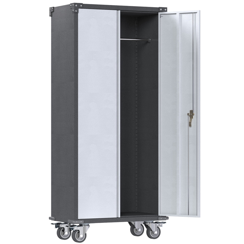 Metal Rolling Storage Cabinet with Hanging Rod H677266