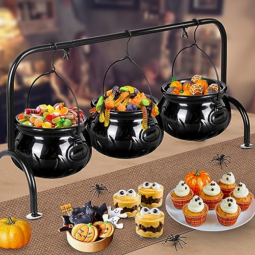 3 Ceramic Witches Cauldron Serving Bowls Set N807