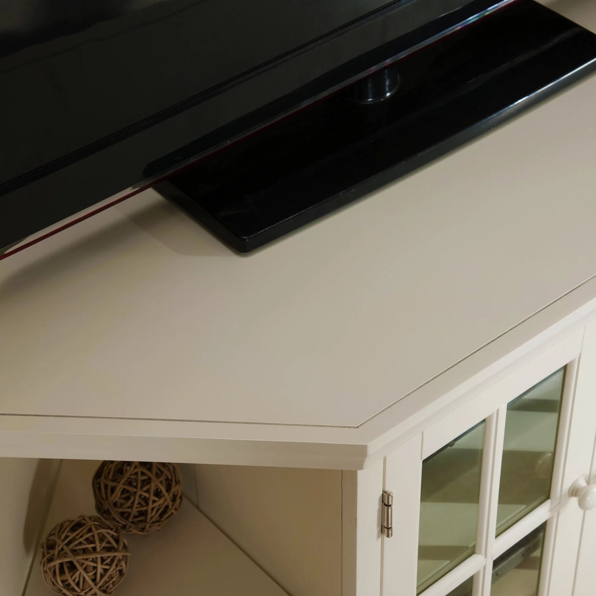 White 46-Inch Corner TV Stand K558957