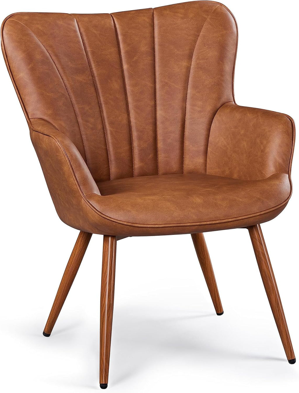 Brown PU Leather Armchair with Metal Legs F1439