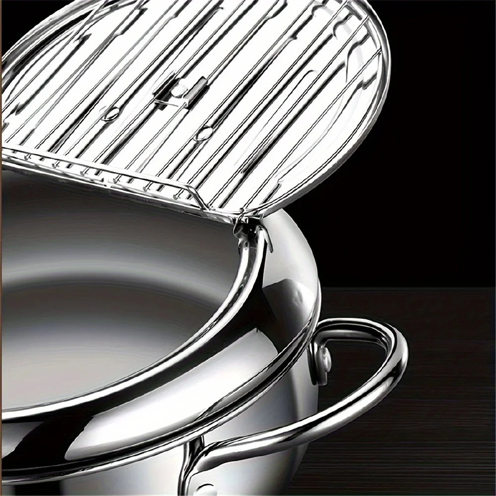 Stainless Steel Deep Fryer with Temperature Control and Lid B591