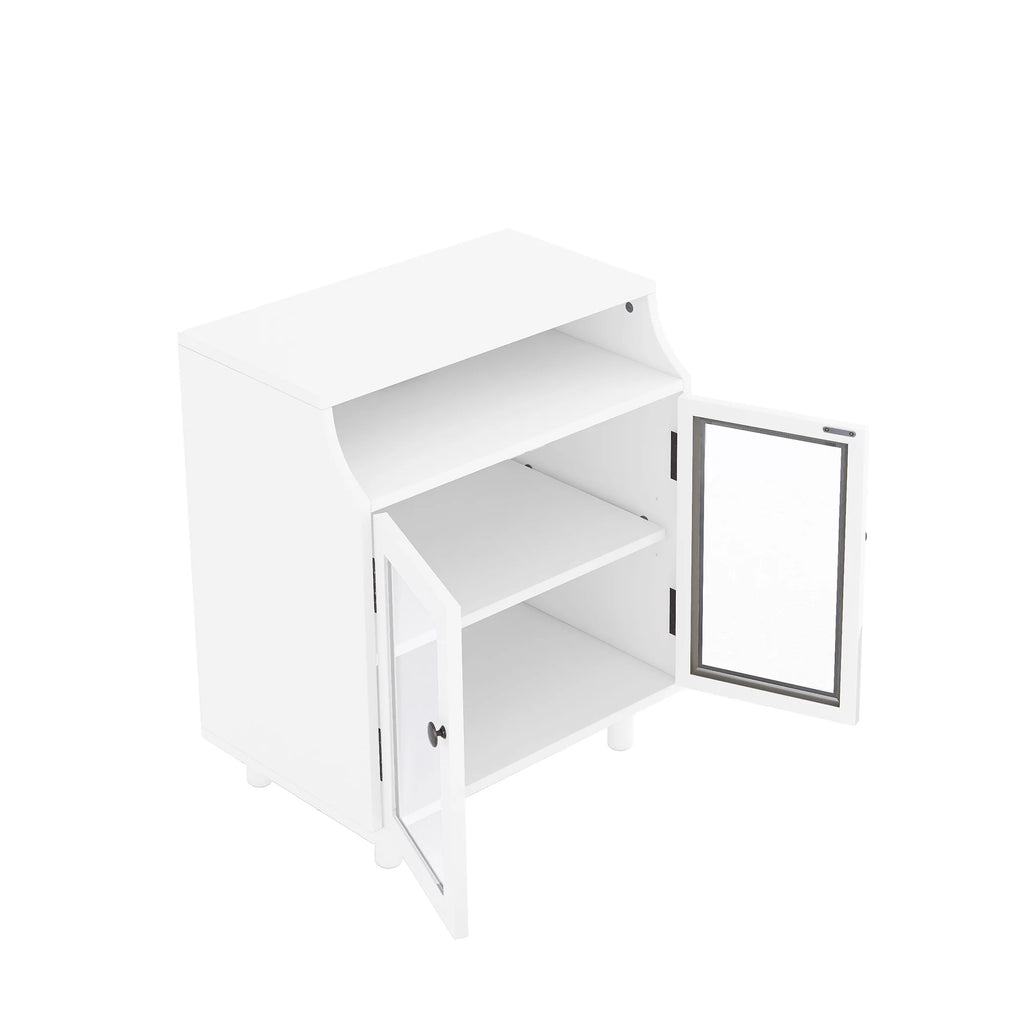 White Nightstand with Storage Shelves and Charging Station Y85752