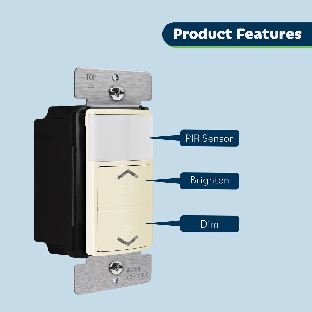 Motion Sensor Light Switch Dimmer, Single-Pole, Light Almond Q2660