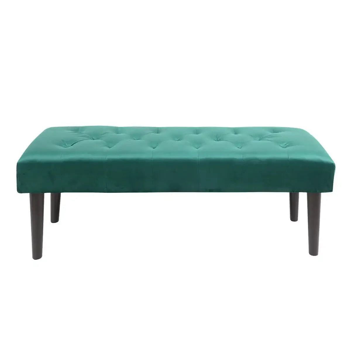 Green Velvet Upholstered Bench with Wooden Legs F482379