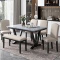 White 6-piece Dining Table with 4 Chairs & 1 Bench D725313