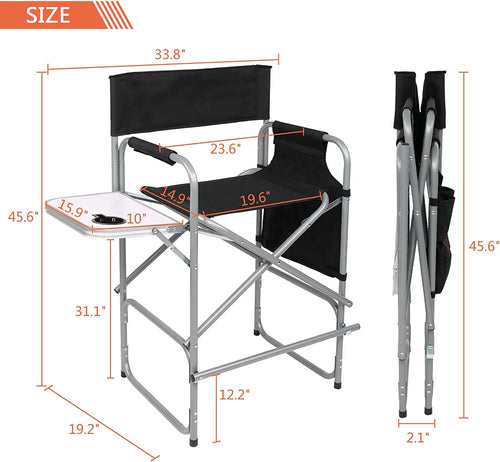 26" Tall Folding Directors Chair with Side Table M961
