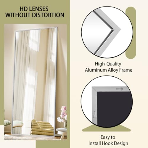 56"x21" Black Full Length Mirror with Stand J763706