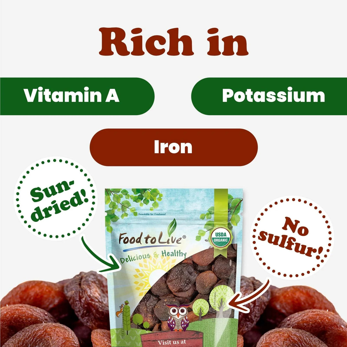 Certified Organic Dried Apricots 2 Pounds Q448404