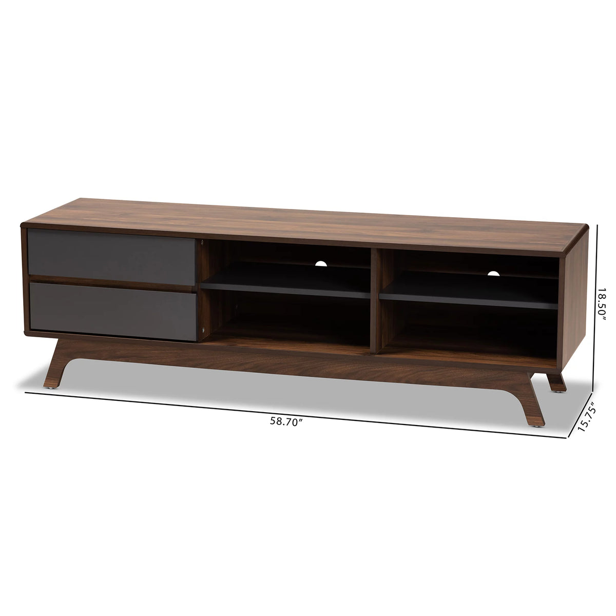 Grey Walnut 2-Drawer Wood TV Stand V627273