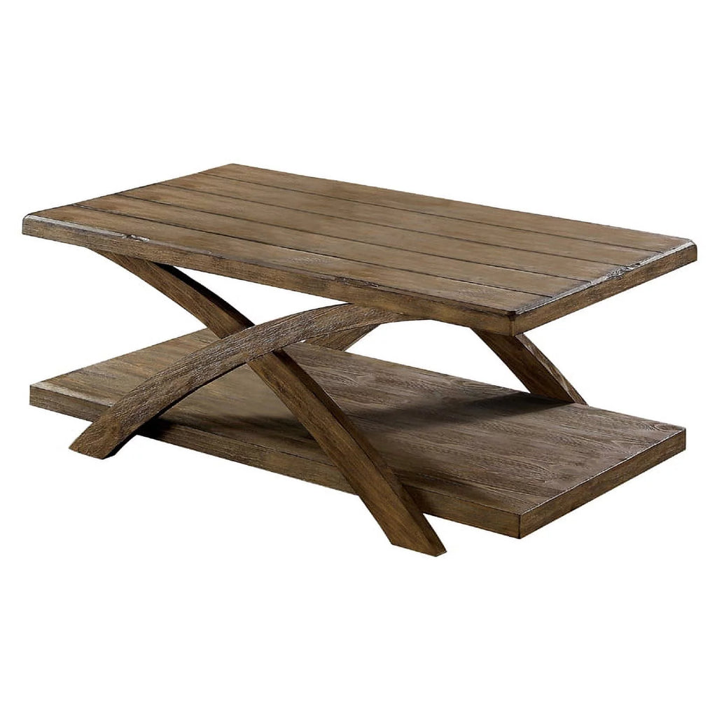 Rustic Wood 3-Piece Coffee Table Set in Oak Q4266