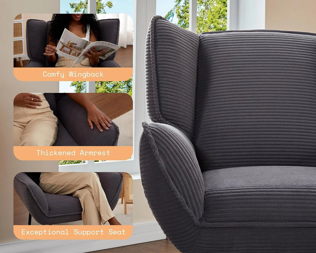 Grey Corduroy Upholstered Chair Set of 4 X81724