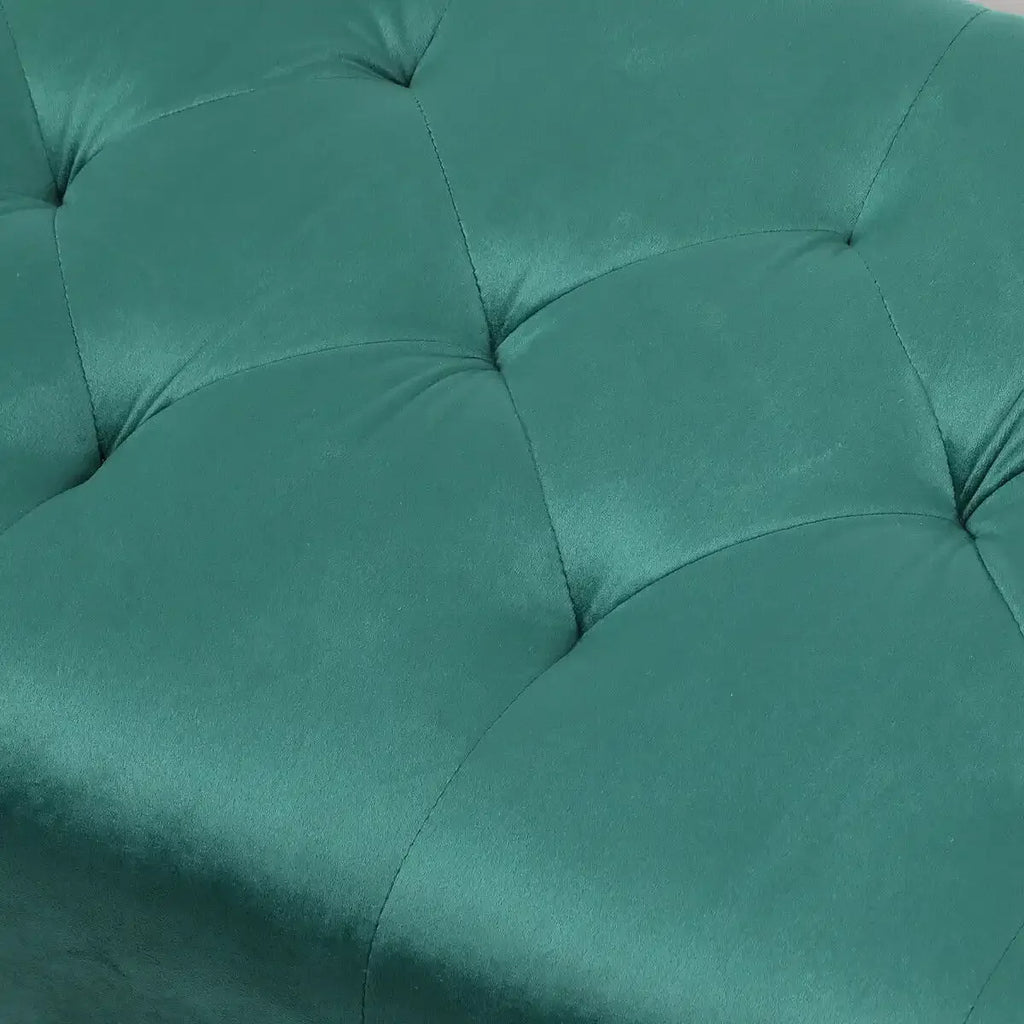 Green Velvet Upholstered Bench with Wooden Legs F482379