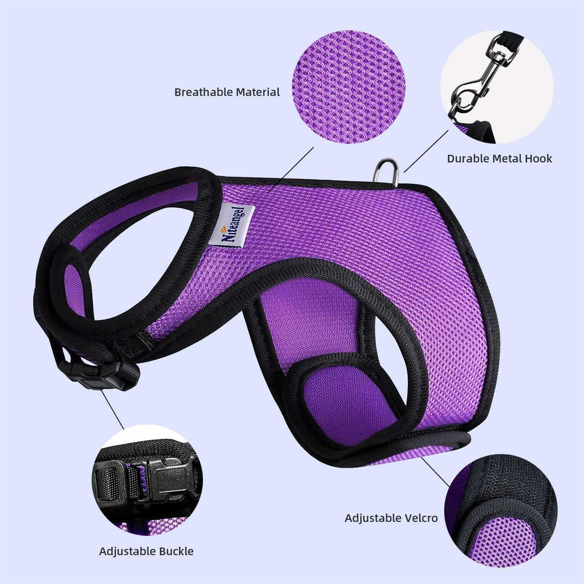 Adjustable Soft Harness with Elastic Leash for Rabbits E548