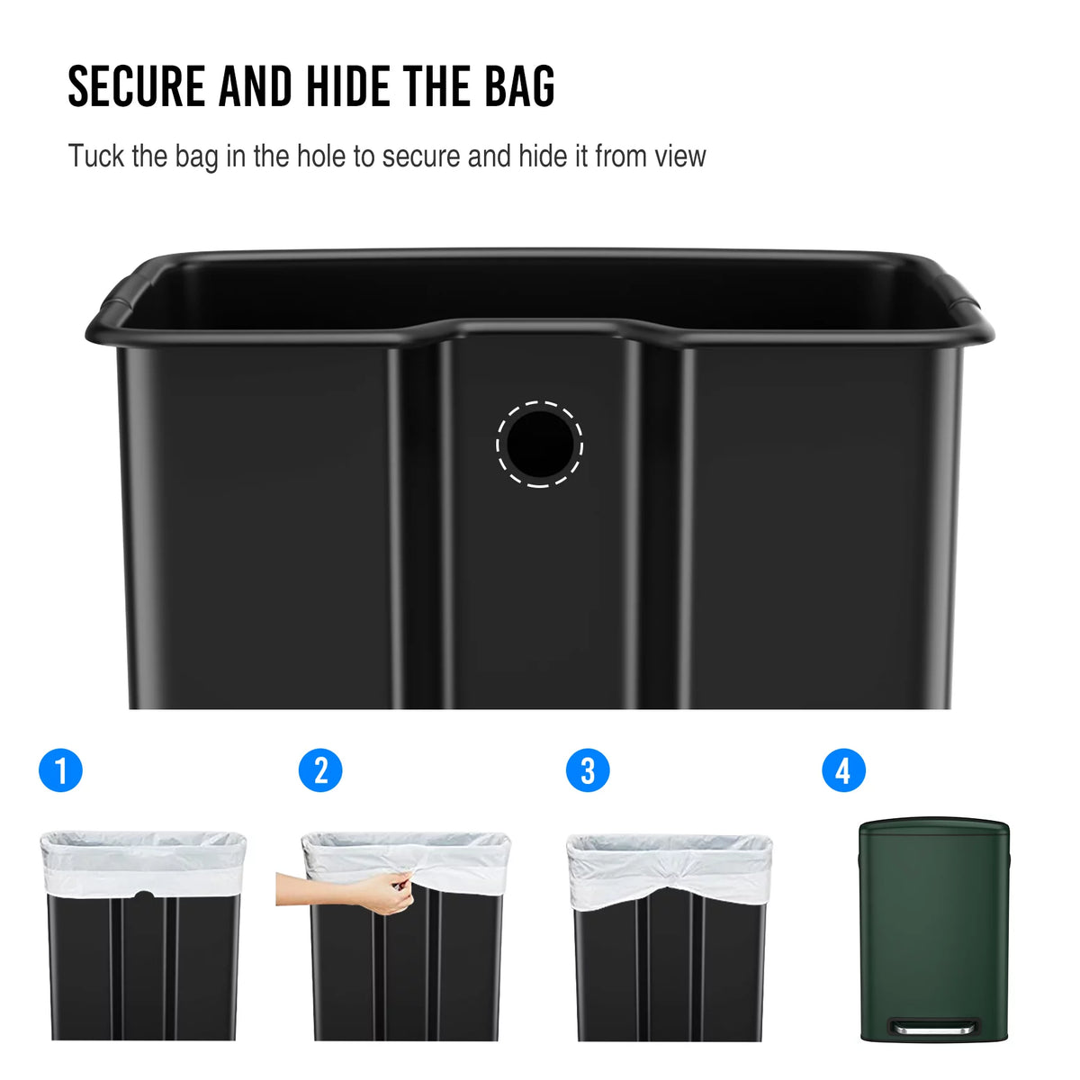 13 Gallon 50L Stainless Steel Trash Can with Lid G1555