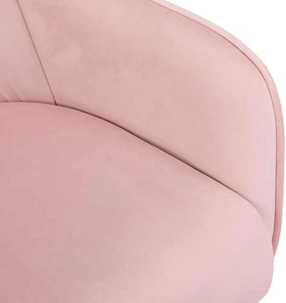 Pink Velvet Desk Chair with Wheels E792