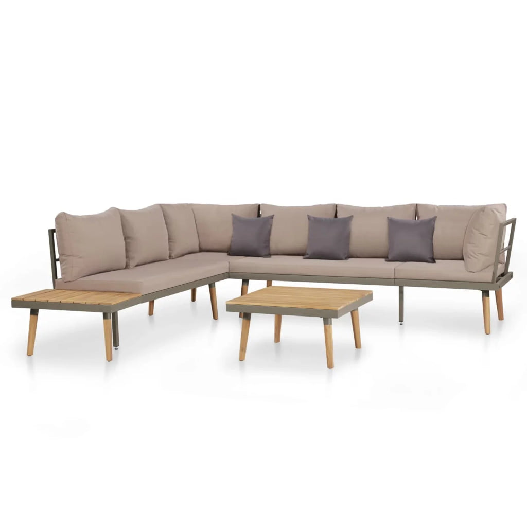 4 Piece Acacia Wood Patio Lounge Set with Cushions T840