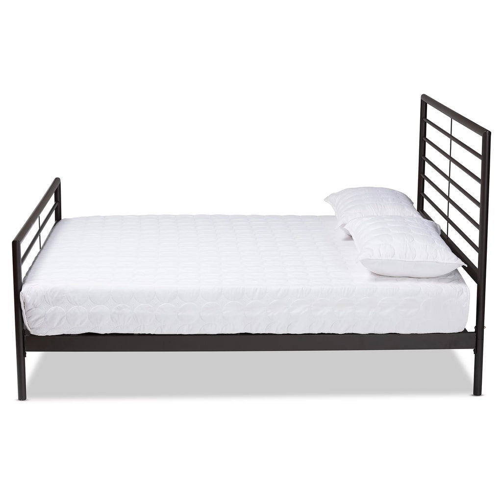 Black Full Engineered Wood Platform Bed Y5936