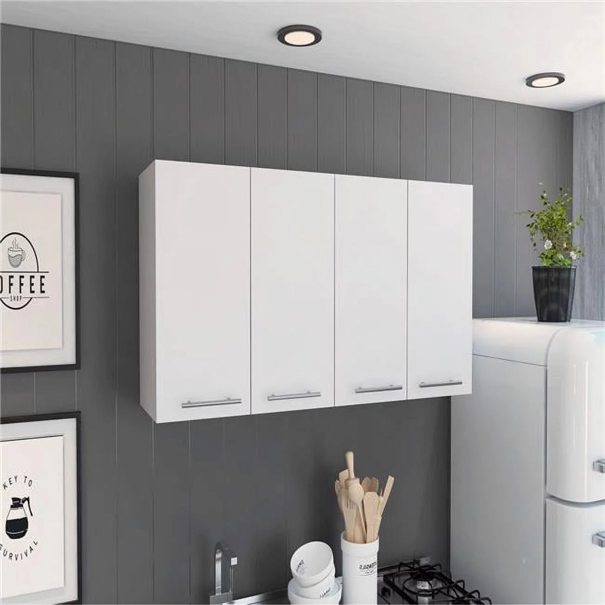 White 120 in. Wall Cabinet B142