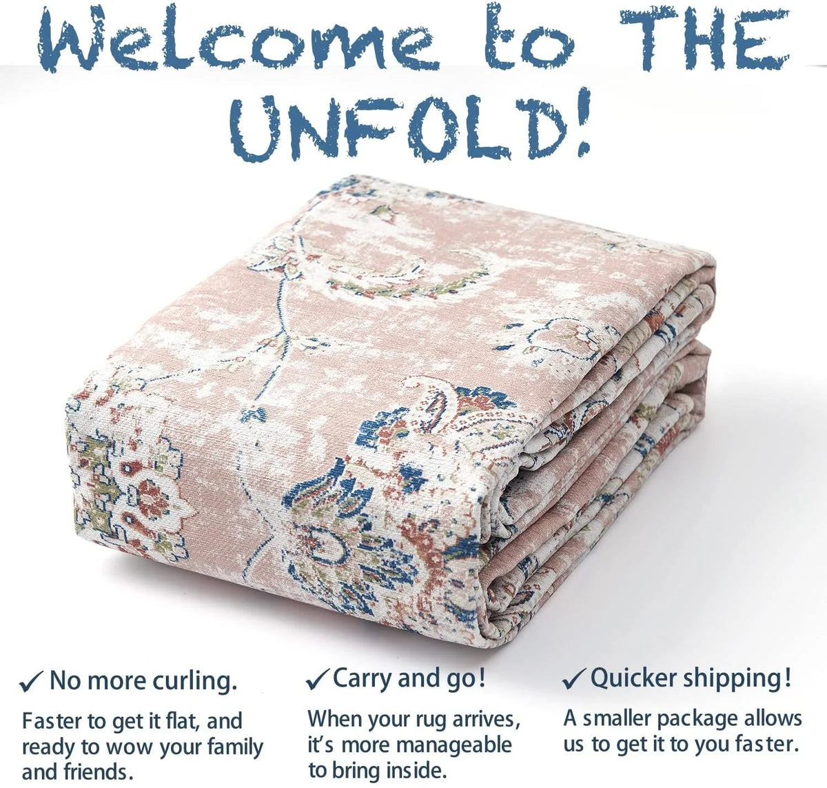 Vintage Foldable 8'x10' Floral Non-Slip Rug K652