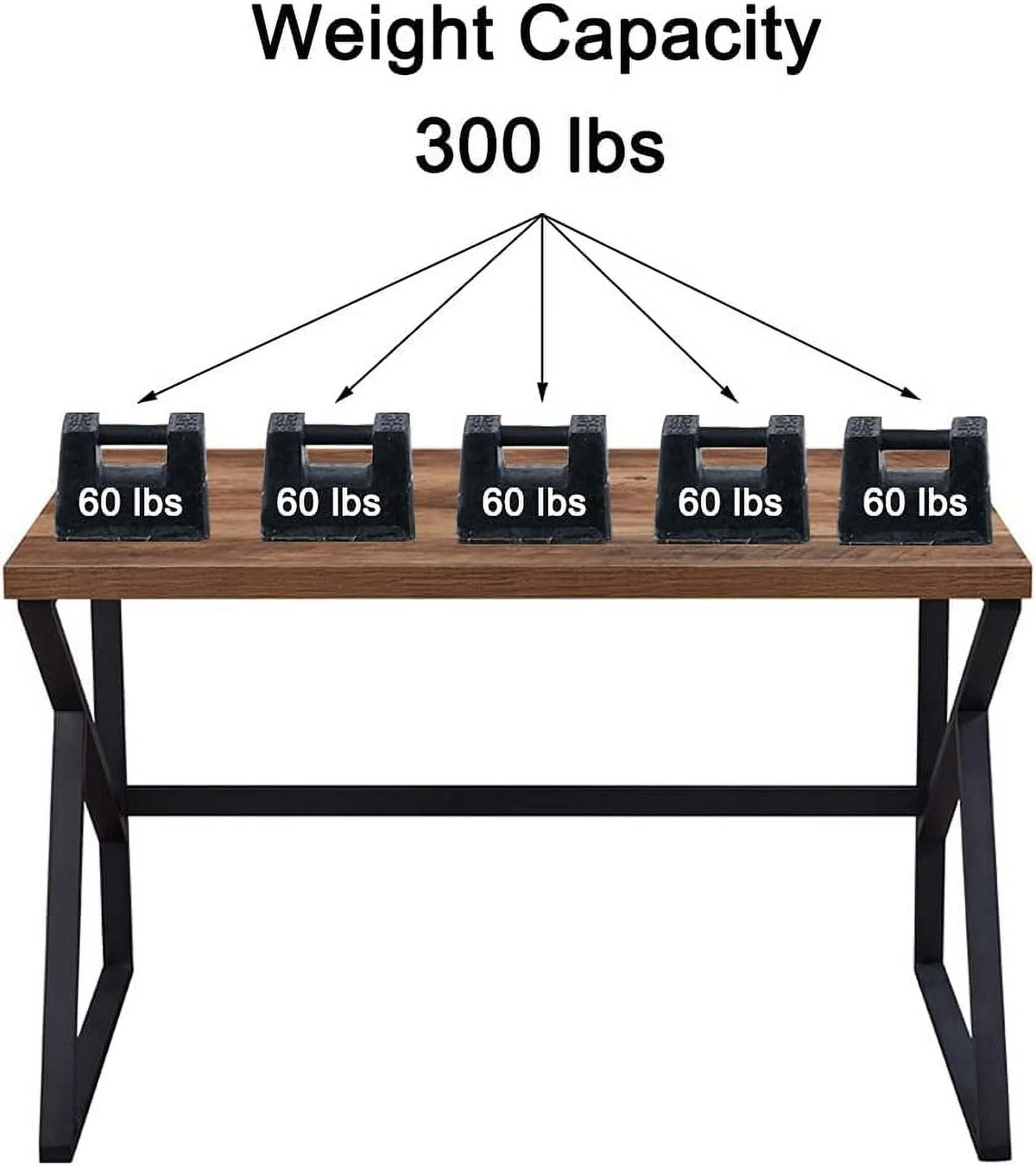 55 Inch Wood and Metal Desk G4388