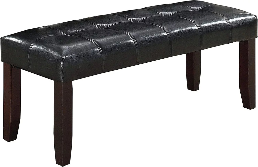 Upholstered Dining Bench Ottoman Medium Brown Leather Y4177