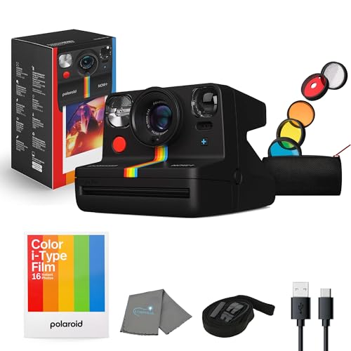 Black Instant Camera with Lens Filter Kit & Pouch E523