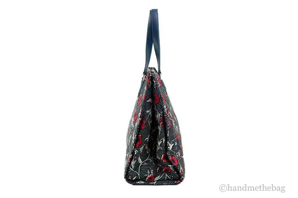 Navy Red Nylon Tote Handbag I219813