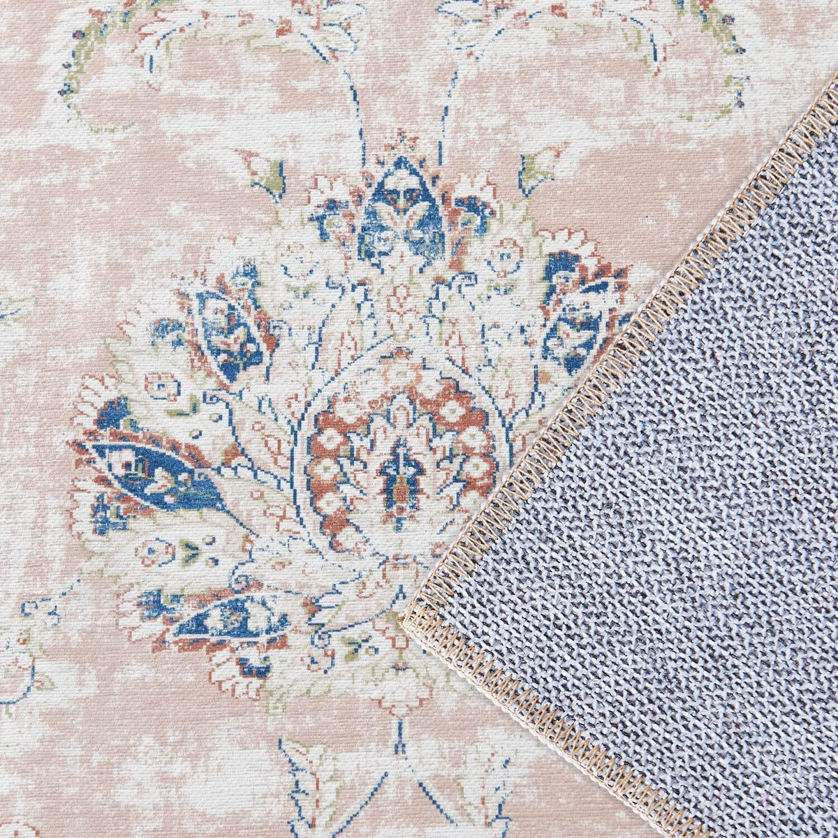Vintage Foldable 8'x10' Floral Non-Slip Rug K652