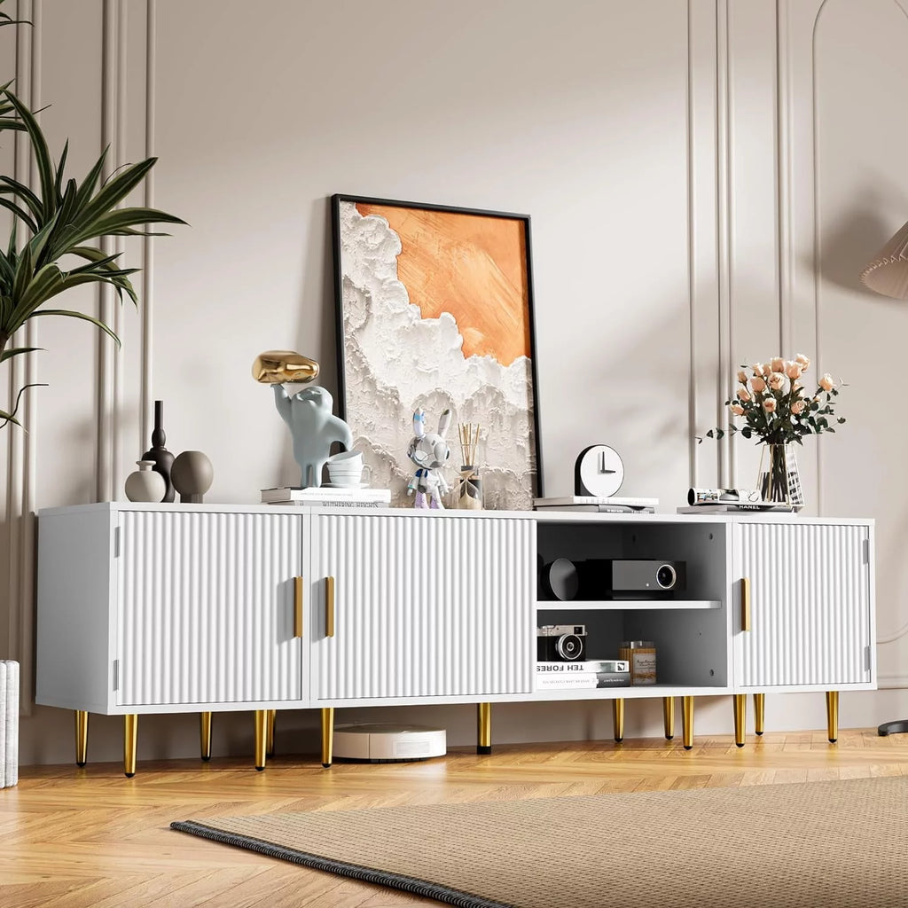 White TV Stand with Storage Cabinet M880