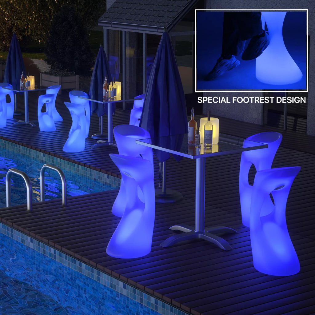 LED Light Up Barstool with Footrest W138