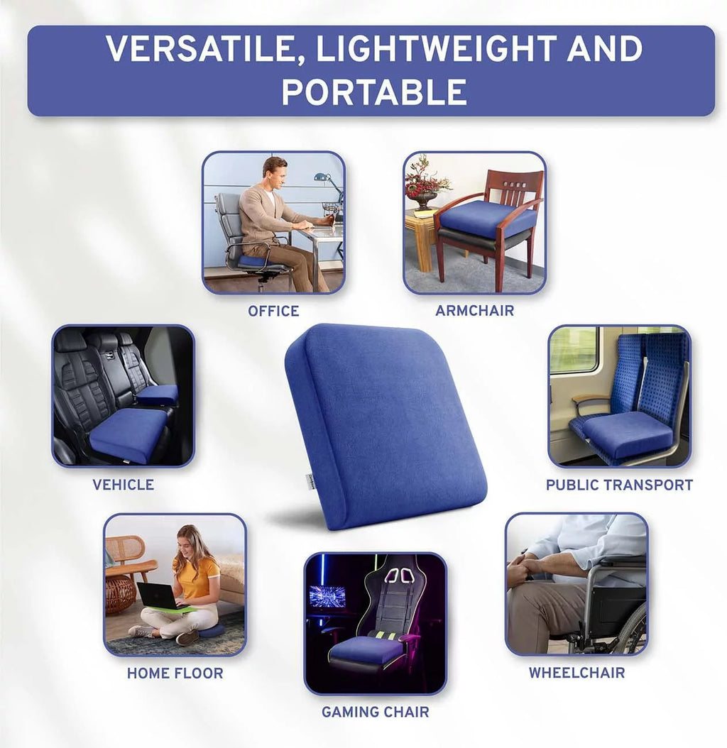 Extra Large Firm Memory Foam Seat Cushion 19x18x3" Navy O722