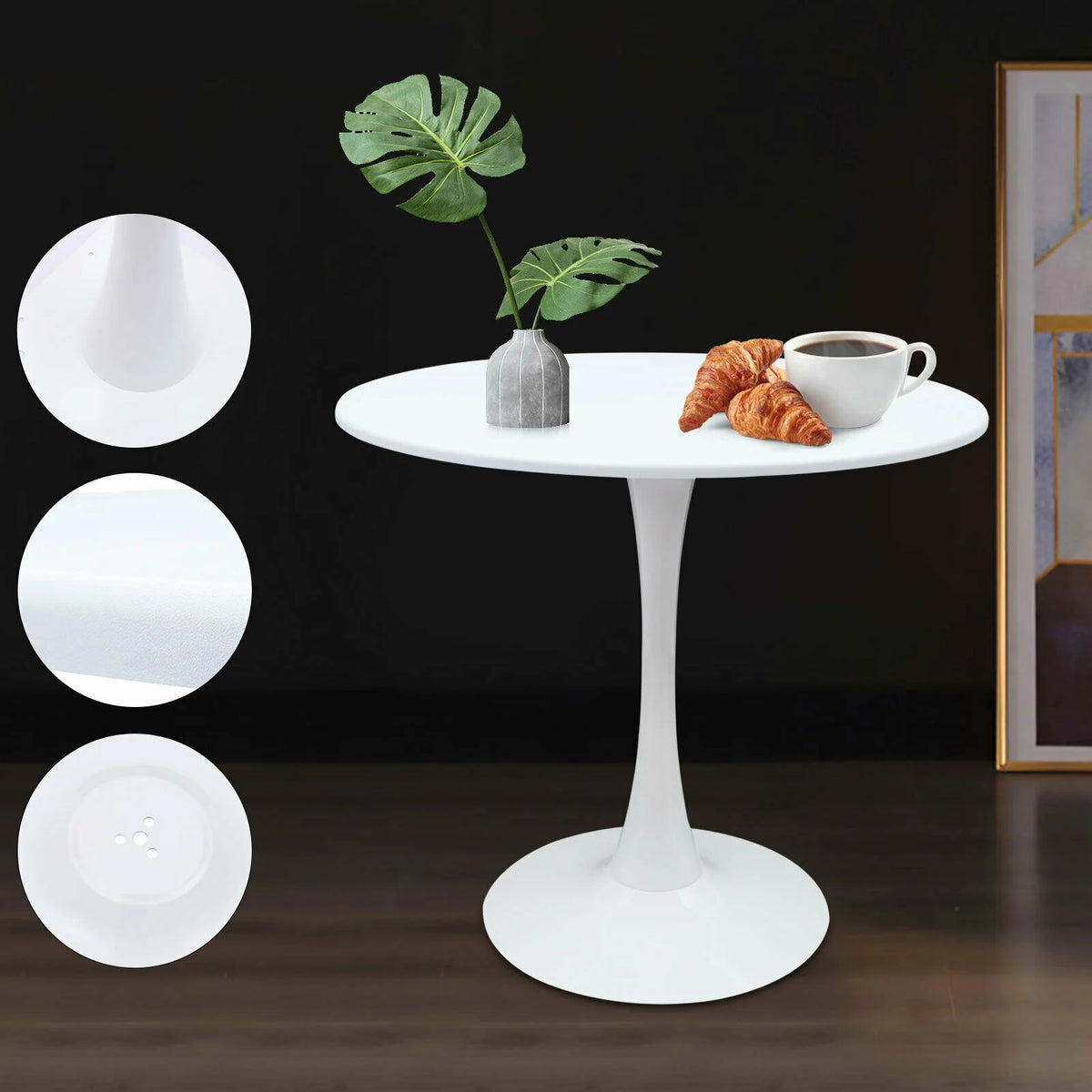 White Round Tulip Pedestal Dining Table V6666