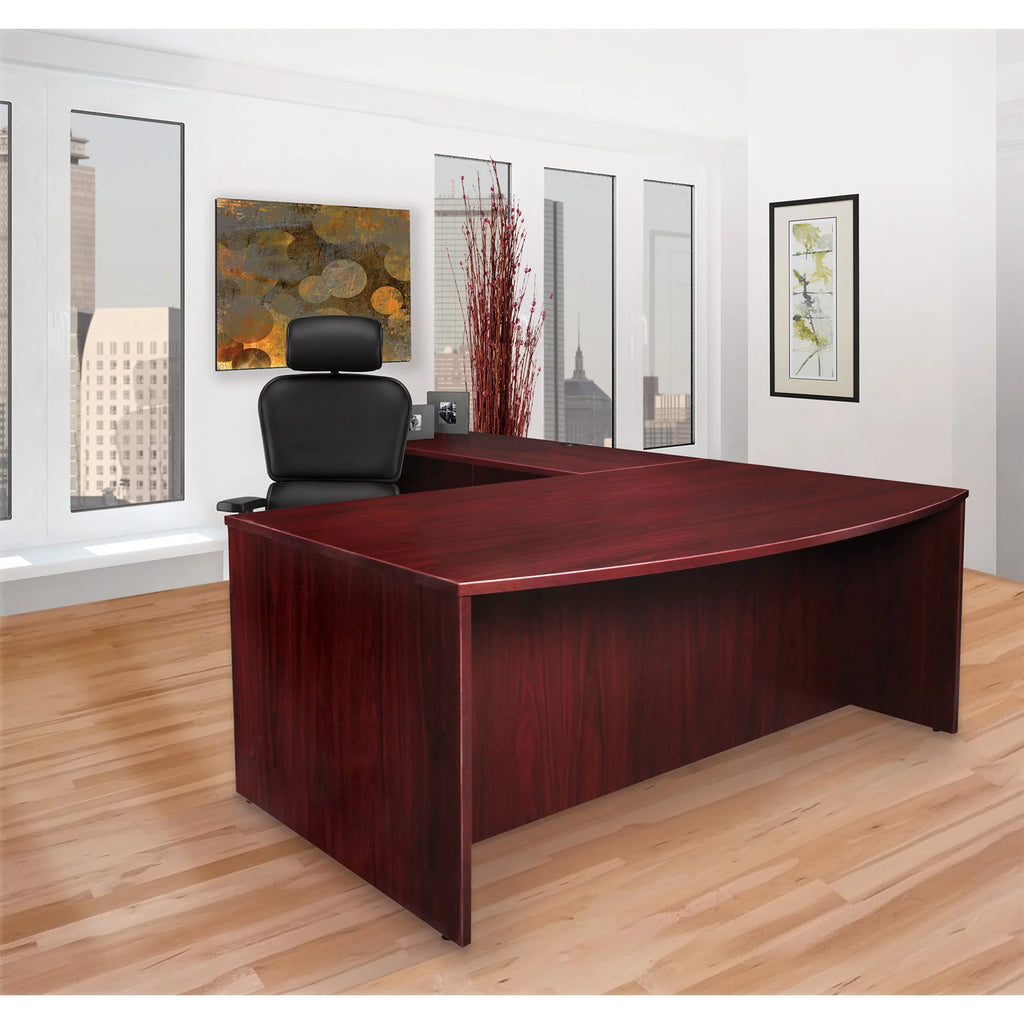 Mahogany Laminate 2 Drawer Double-Pedestal Credenza G487