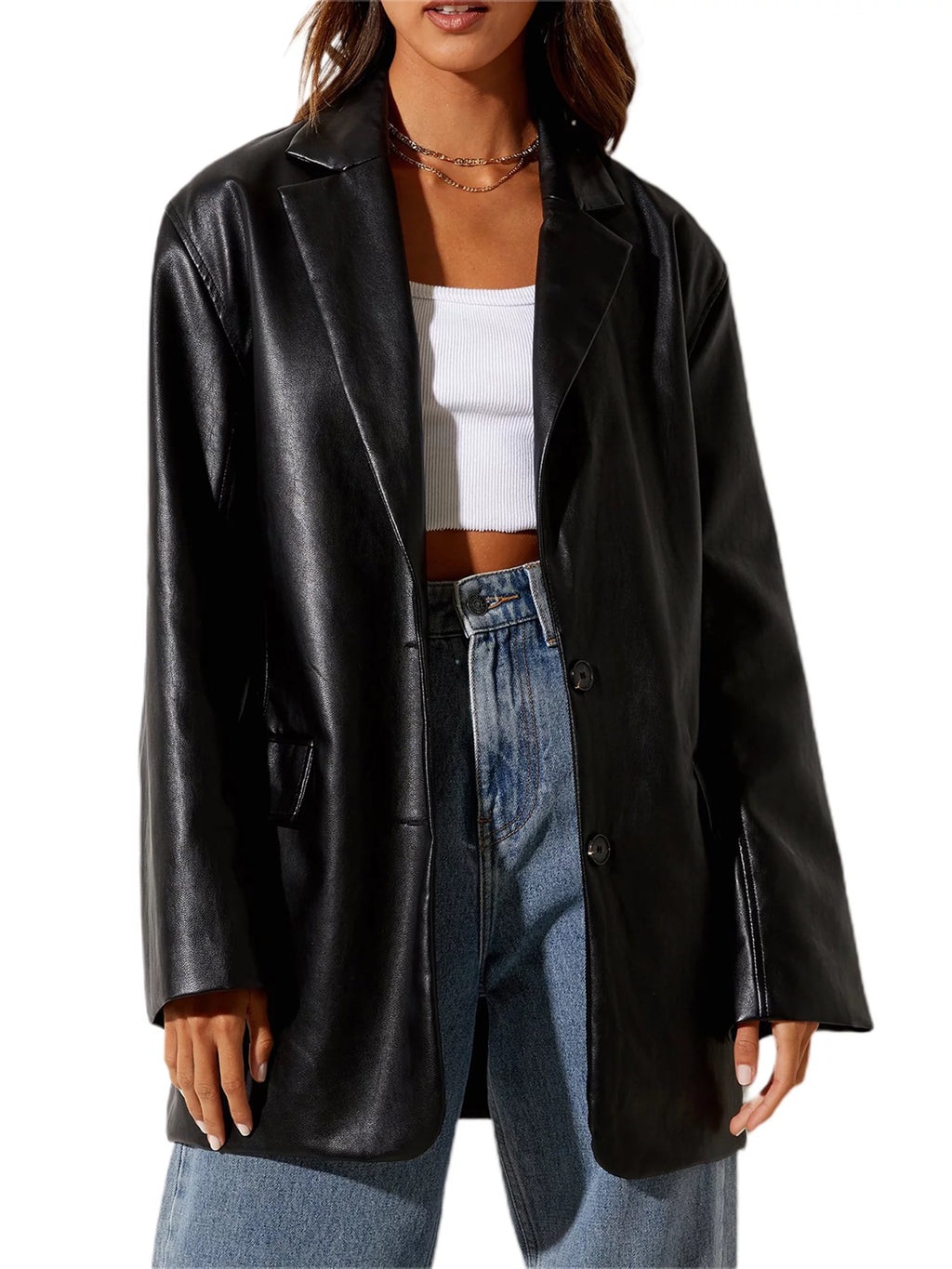 Women PU Faux Leather Jacket I365