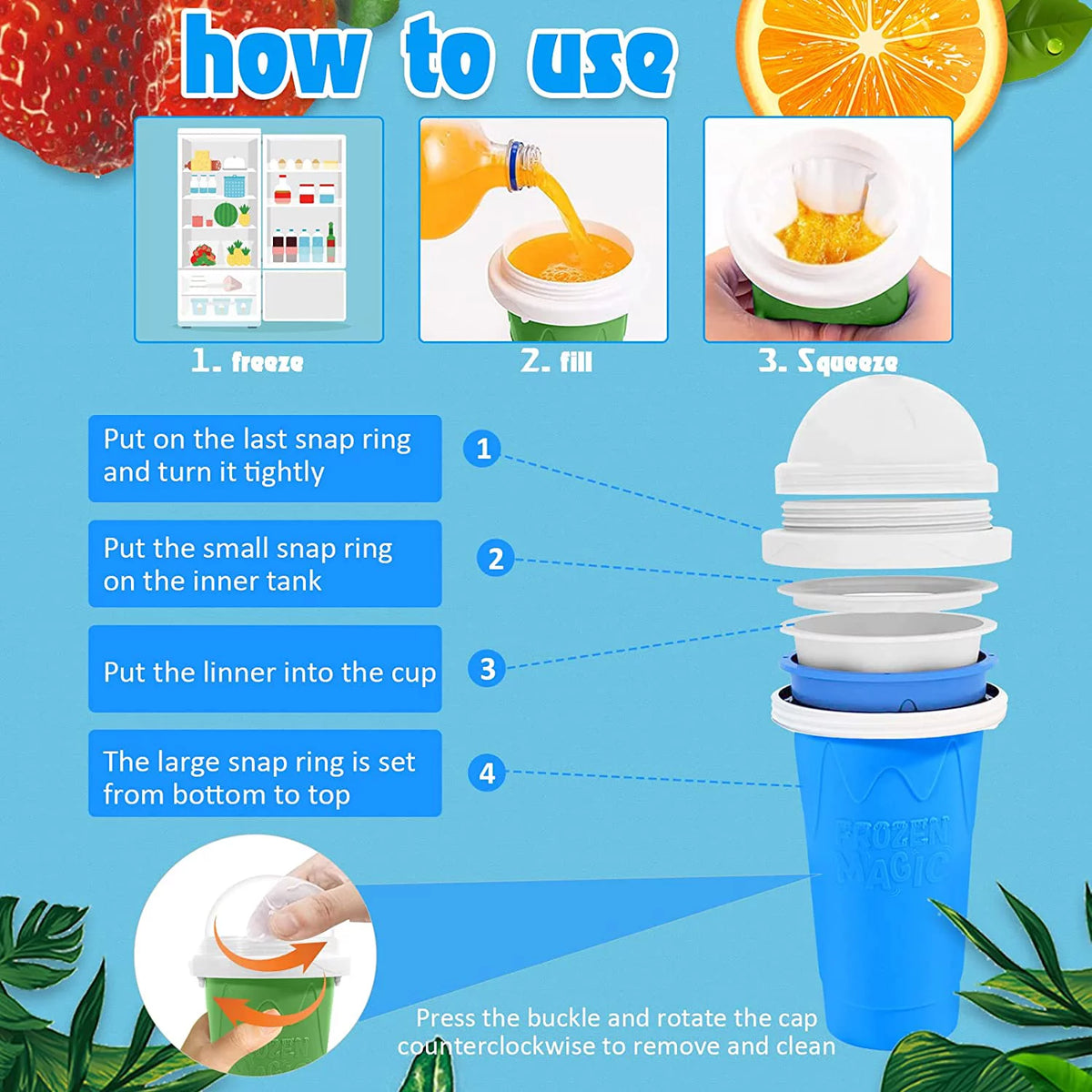 2 Pack Slushy Cup Silica Double Layer Squeeze Cup D4801
