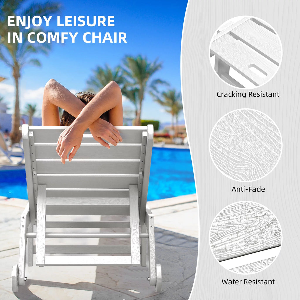 Set of 2 White Adjustable Chaise Lounge Chairs T62200