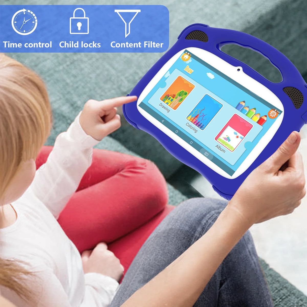 7 inch Kids Tablet with Protective Case 2GB RAM 32GB ROM D812