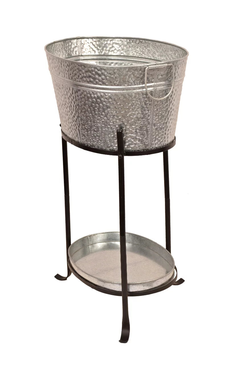 Galvanized Steel Beverage Tub with Tray and Stand H724