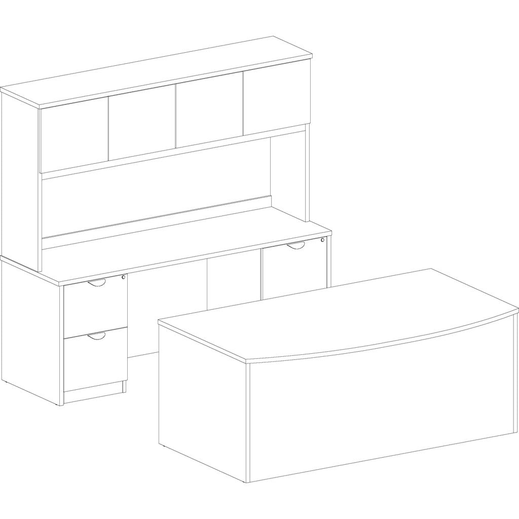 Mahogany Laminate 2 Drawer Double-Pedestal Credenza G487