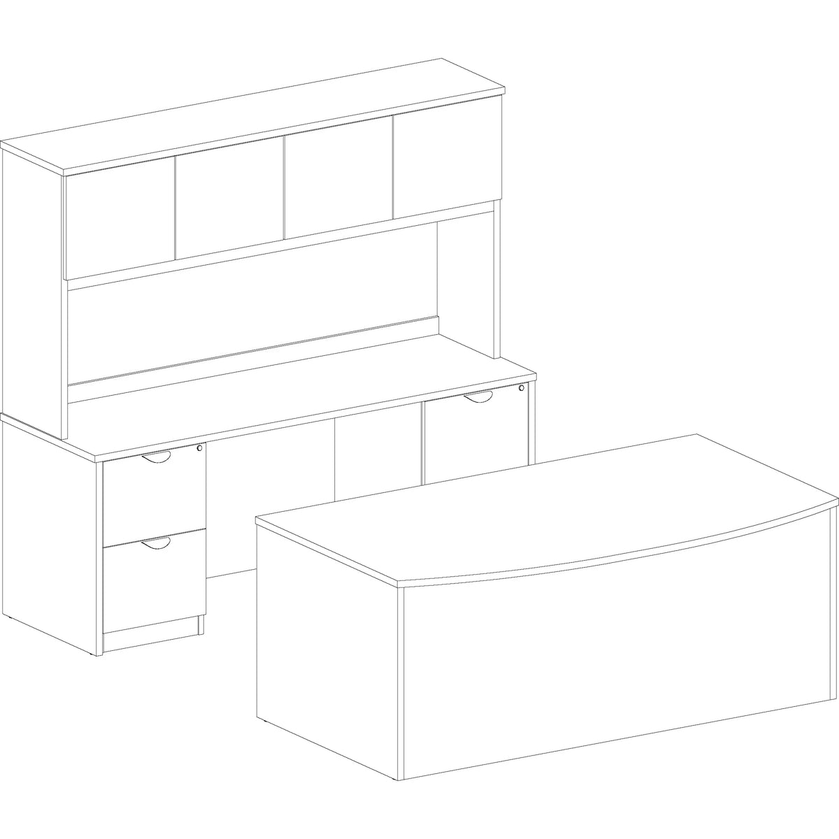 Mahogany Laminate 2 Drawer Double-Pedestal Credenza G487